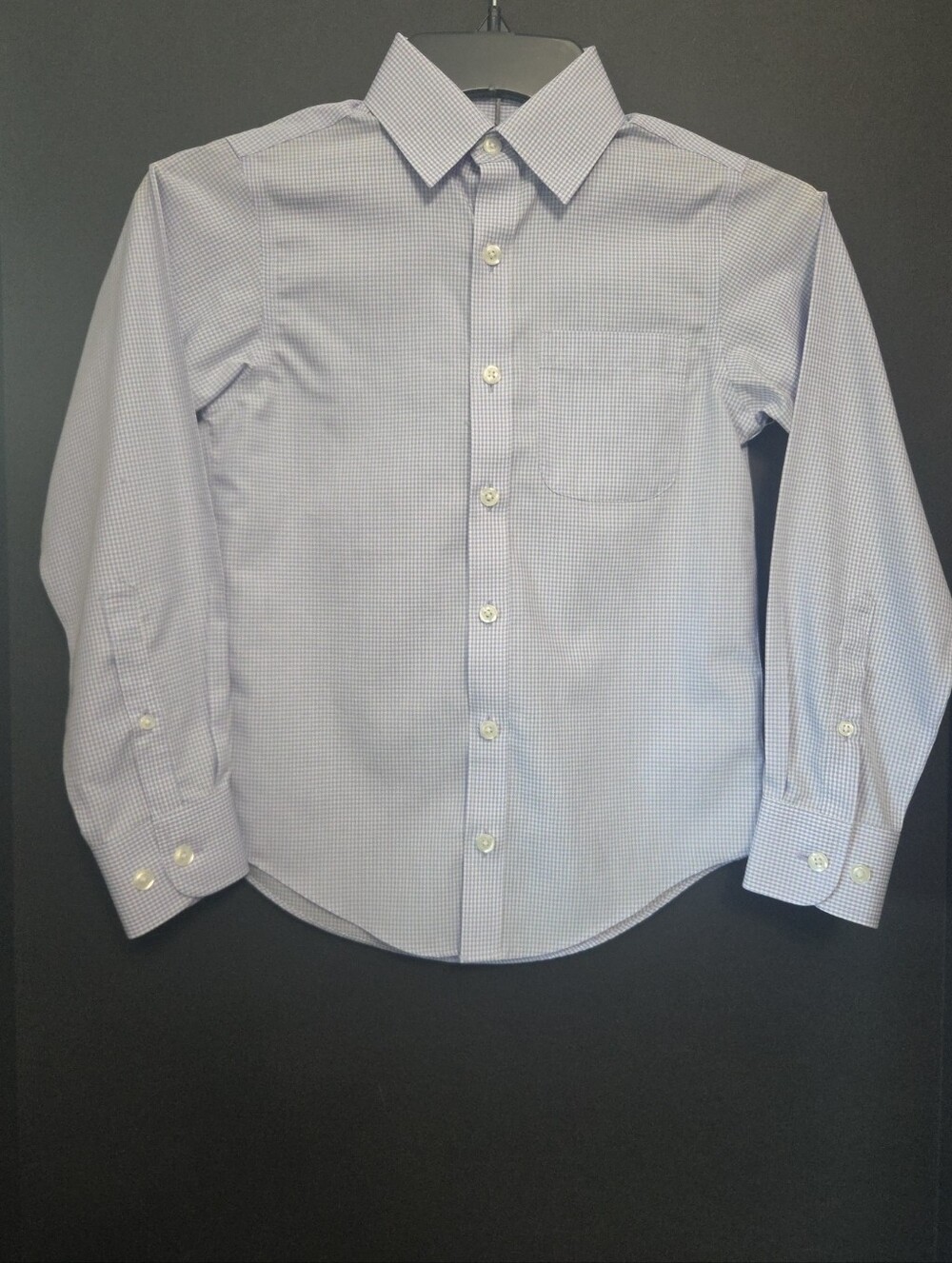Light Blue Micro-Check Button-Down Shirt for Kids